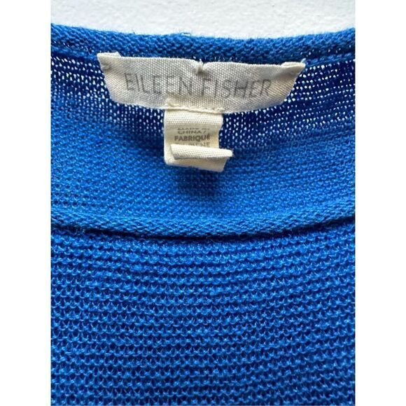 Eileen Fisher 100% organic linen women’s blue sweater size XXS. #8-1681 - Picture 2 of 6
